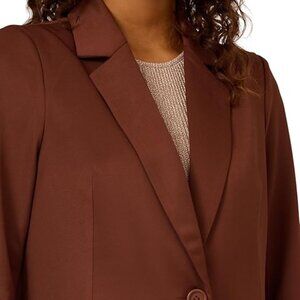 Adrianna Papell Women's Mocha Solid Twill One Button Blazer Sz L NWT